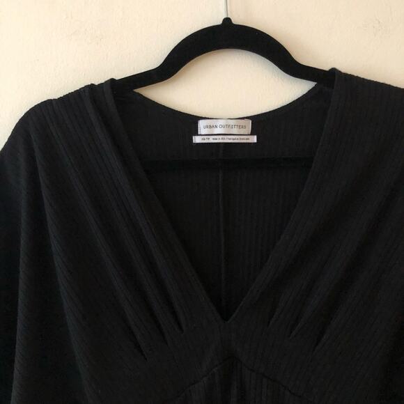 Urban Outfitters Claudia Black Ribbed Knit Plunging Mini Dress - Picture 3 of 5